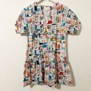 Brooke Wright Lucy Dress Multicolor Linen Blend Shift Size XS